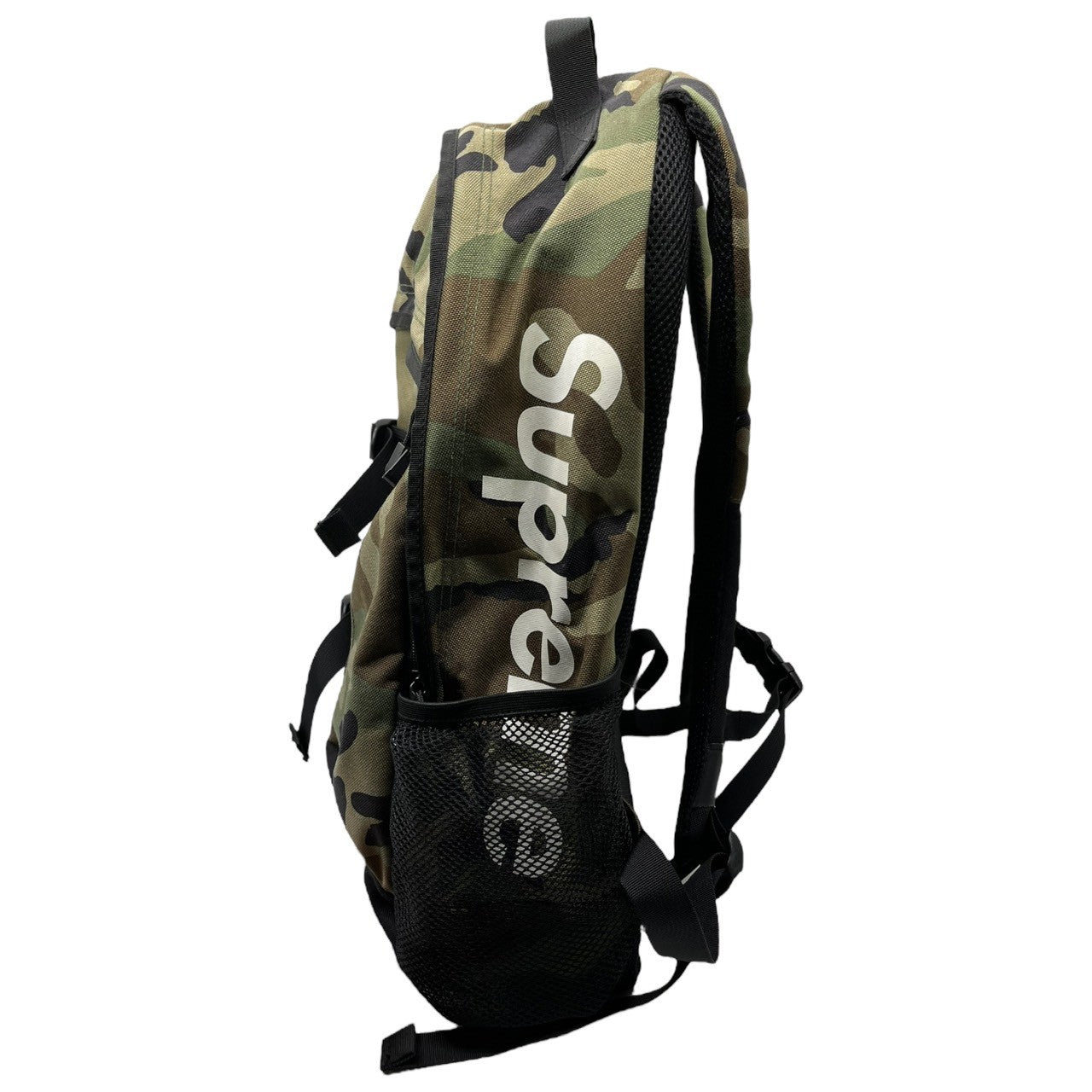 SUPREME(シュプリーム) 14SS BACKPACK ボックパック カモフラ デイパック リュック ロゴ カーキ×ブラック プリント割