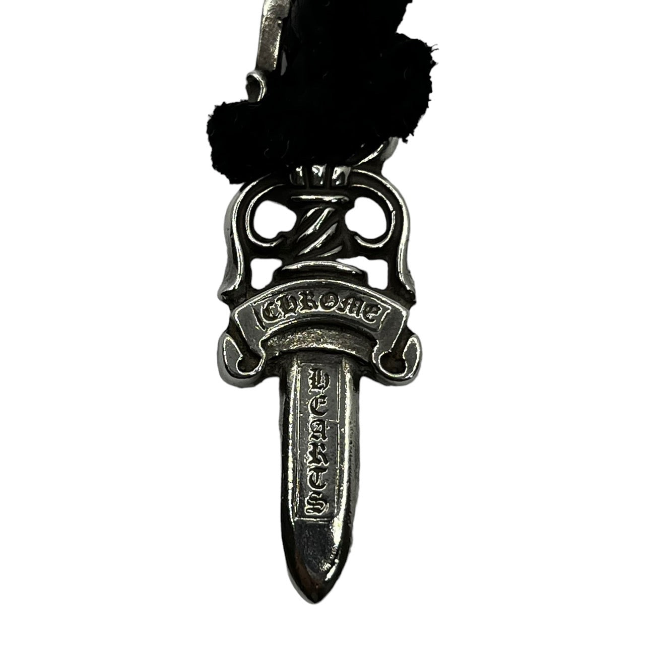 CHROME HEARTS(クロムハーツ) TINY LEATHER BRAID-W/BOLO TIPS & dagger pendant &  LACESTOPPER CUSTOM タイニーレザー ダガーペンダント レースストッパー カスタム シルバー×ブラック