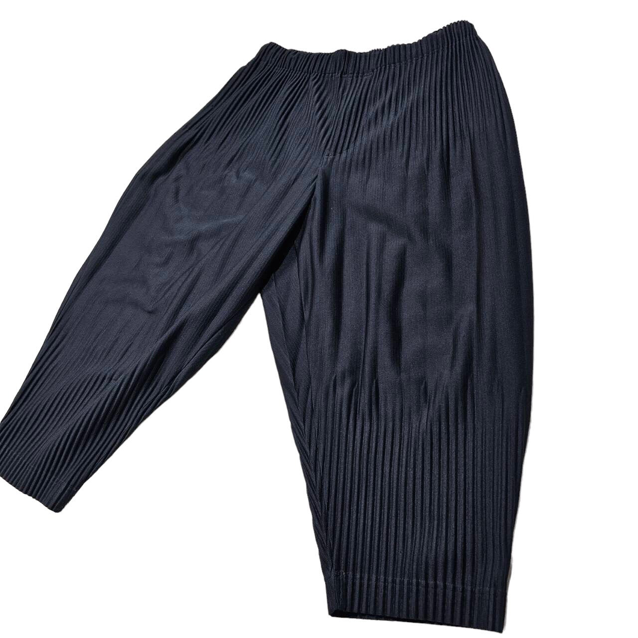 HOMME PLISSE ISSEY MIYAKE(オムプリッセイッセイミヤケ) BASICS pleated tapered  pants/ベーシックスプリーツテーパードパンツ HP55JF153 SIZE 2(M) ネイビー