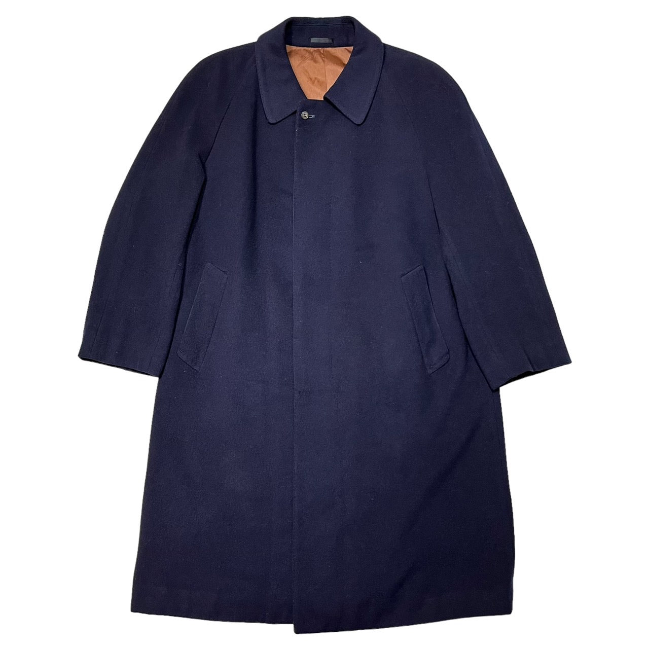 LANVIN(ランバン) 90~00's Cashmere blend wool coat with stainless steel collar/カシミヤ混ウールステンカラーコート SIZE表記無し(L程度) ネイビー