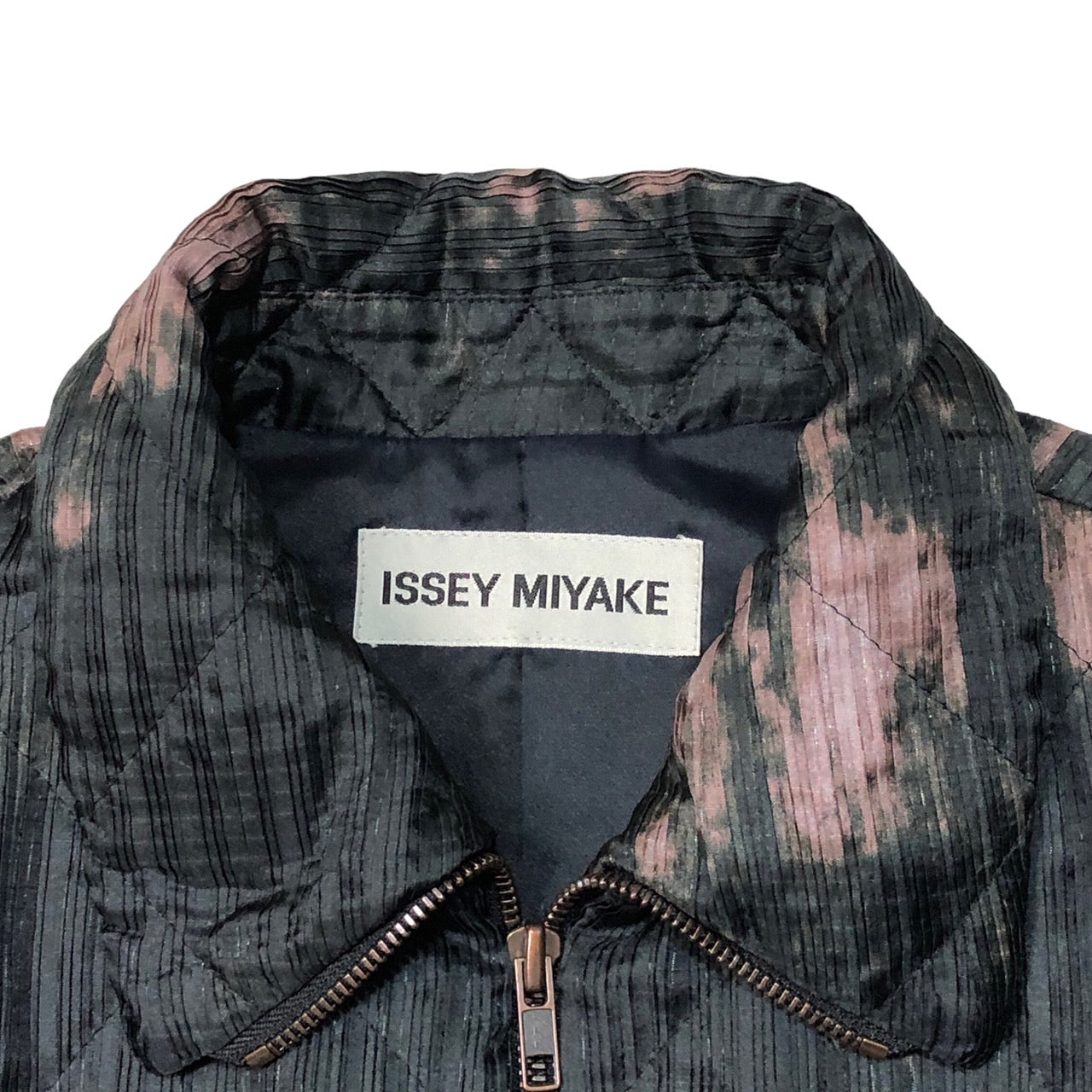 ISSEY MIYAKE(イッセイミヤケ) 98AW Vintage bleached quilted pleated  jacket/ヴィンテージ脱色加工キルティングプリーツジャケット/90年代/アーカイブ IM84-FD924 SIZE M ブラック×パープル