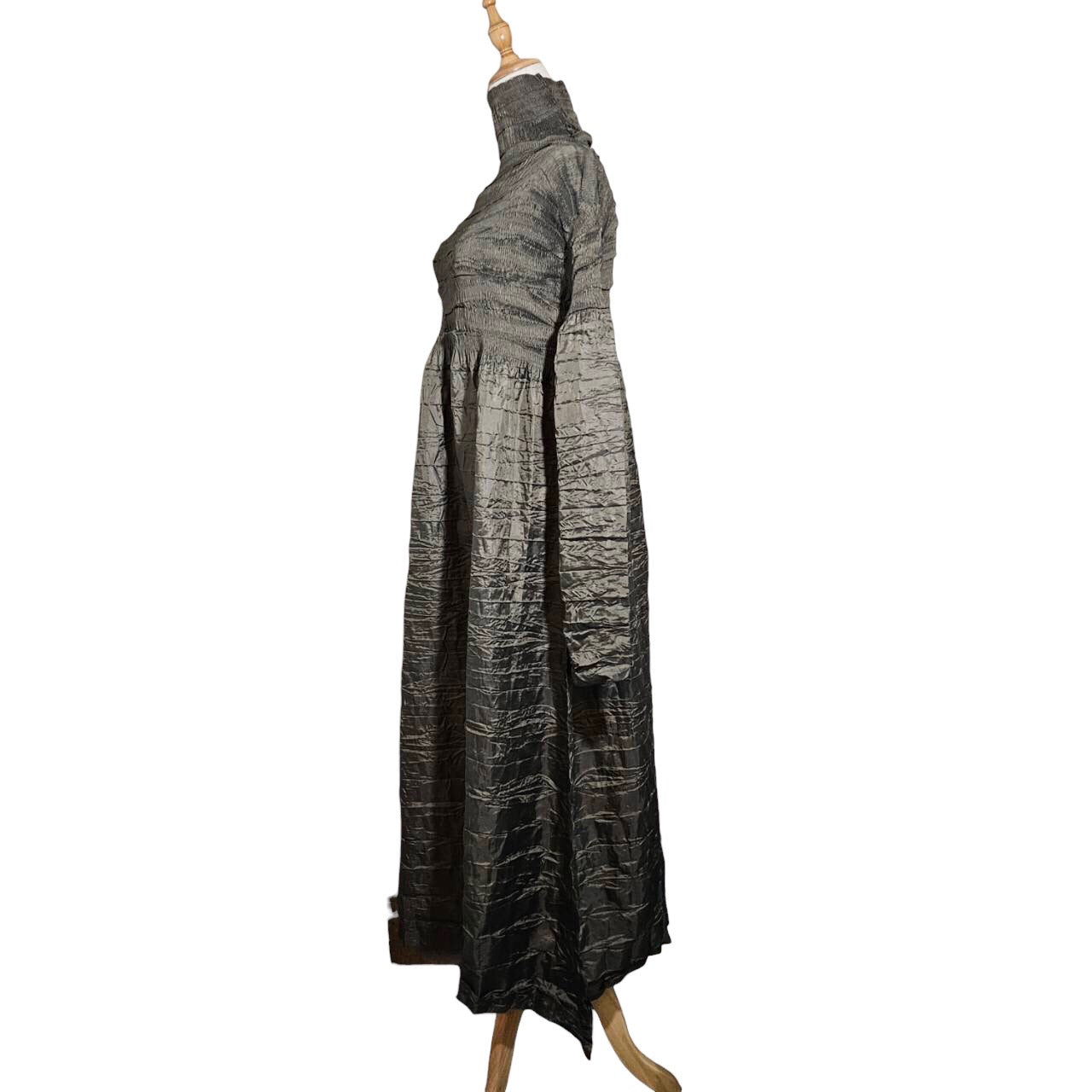 ISSEY MIYAKE(イッセイミヤケ) 98AW pleated long dress/プリーツロングワンピース/ドレス IM84-FH918  SIZE S カーキ 90's/ヴィンテージ/アーカイブ/シワ加工