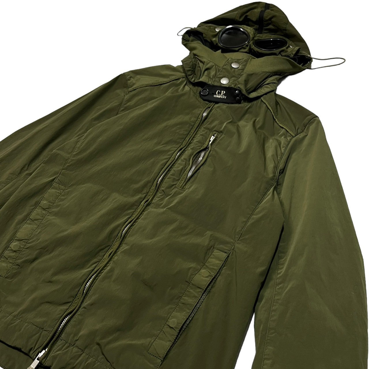 C.P.COMPANY(シーピーカンパニー) 00's goggle nylon jacket ゴーグル ナイロン ジャケット ミリタリー マウンテンパーカー ワッペン CPU0563 44(S程度) カーキ Y2K