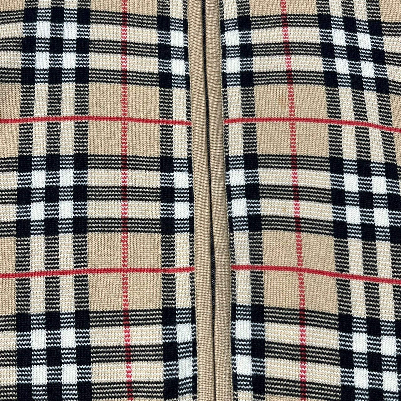 BURBERRY GOLF(バーバリーゴルフ) ノヴァチェックラムウールドライバーズニット/ジップアップ BGT96-761-50 M ベージュ 三陽商会タグ