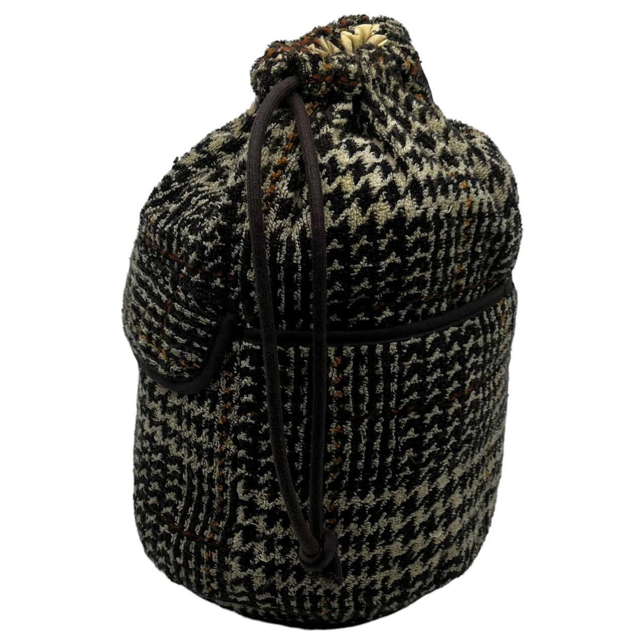 Vivienne Westwood(ヴィヴィアンウエストウッド) 00's tweed drawstring bag ツイード 巾着 バッグ ポーチ オーブロゴ ブラウン×ベージュ