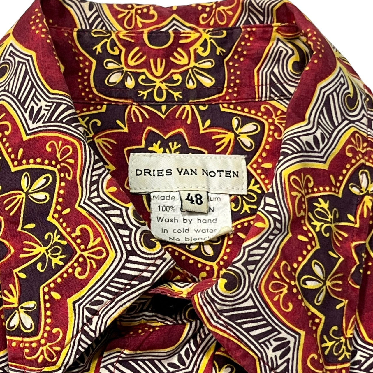DRIES VAN NOTEN(ドリスヴァンノッテン) oriental allover pattern long sleeve cotton shirt オリエンタル 総柄 長袖 コットンシャツ SIZE 48(M) レッド