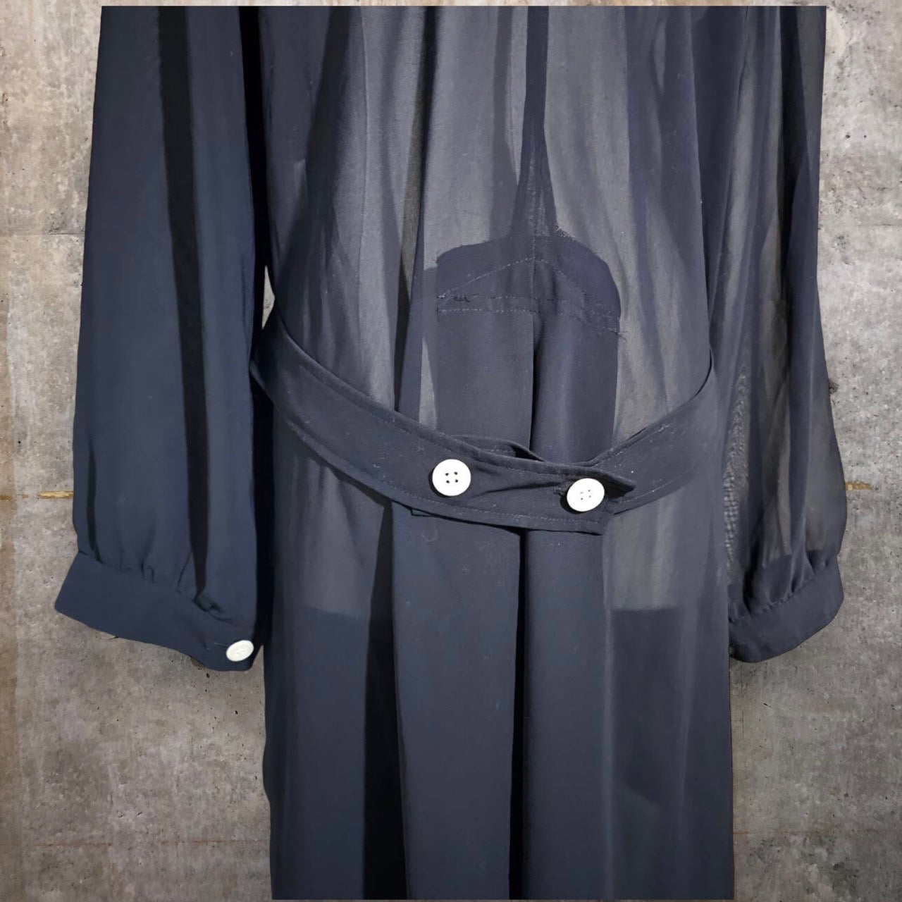robe de chambre COMME des GARCONS(ローブドシャンブルコムデギャルソン) 90's See-through long coat/シースルーロングコート/ワンピース/川久保玲 RO-100080 SIZE FREE ブラック AD1994