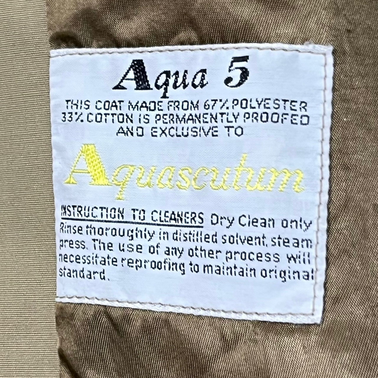 Aquascutum(アクアスキュータム) 80's  Aqua 5 Balmacaan Coat  アクア5 バルマカーンコート シングル トレンチ 80年代 ヴィンテージ SIZE M～L程度 ベージュ ポリ×コットンタイプ