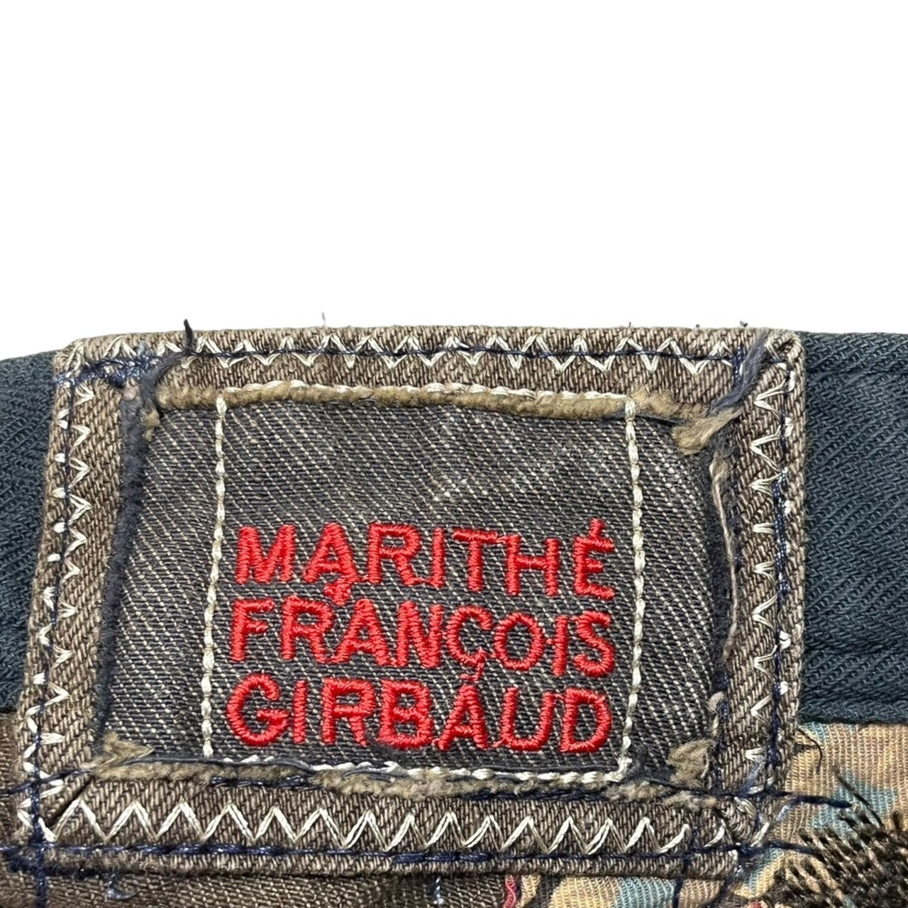 MARITHE FRANCOIS GIRBAUD(マリテフランソワジルボー) 00's ヴィンテージ 加工 ストレート デニム パンツ ロゴ  M7-1113 M ブラウン Y2K