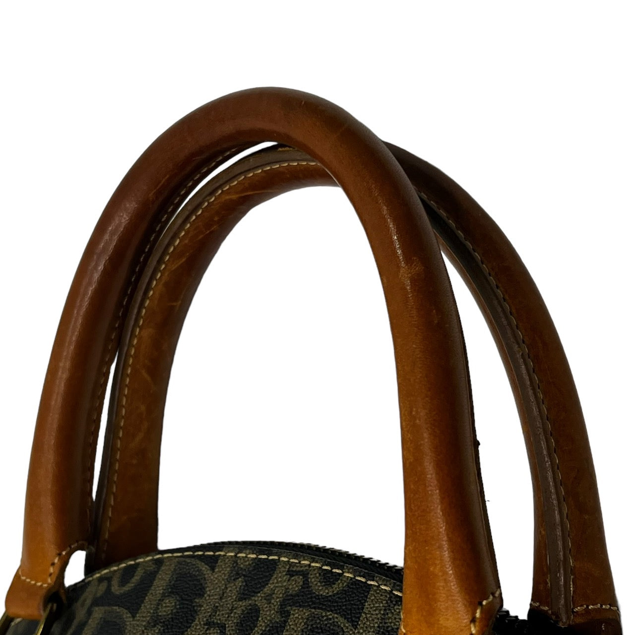 Christian Dior(クリスチャンディオール) vintage trotter  bugatti bag/トロッター柄ヴィンテージハンドバッグ/ブガッティ ダークネイビー×ブラウン OLD DIOR/80年代～90年代/稀少
