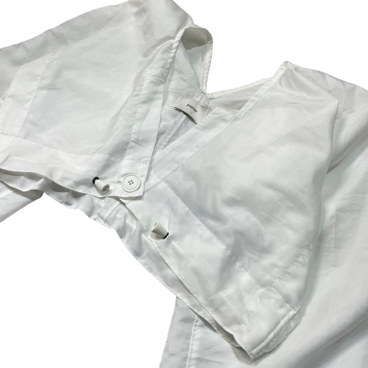papier(パピエ) reconstructed volume blouse 再構築 ボリューム ブラウス ショート丈 SIZE FREE ホワイト