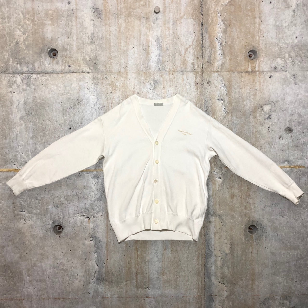 COMME des GARCONS HOMME(コムデギャルソンオム) 80's One-point logo embroidered cotton cardigan/ワンポイントロゴ刺繍コットンカーディガン/80年代/ヴィンテージ/川久保玲/本人期 HT-110030 SIZE FREE(M～L程度) ホワイト AD1989
