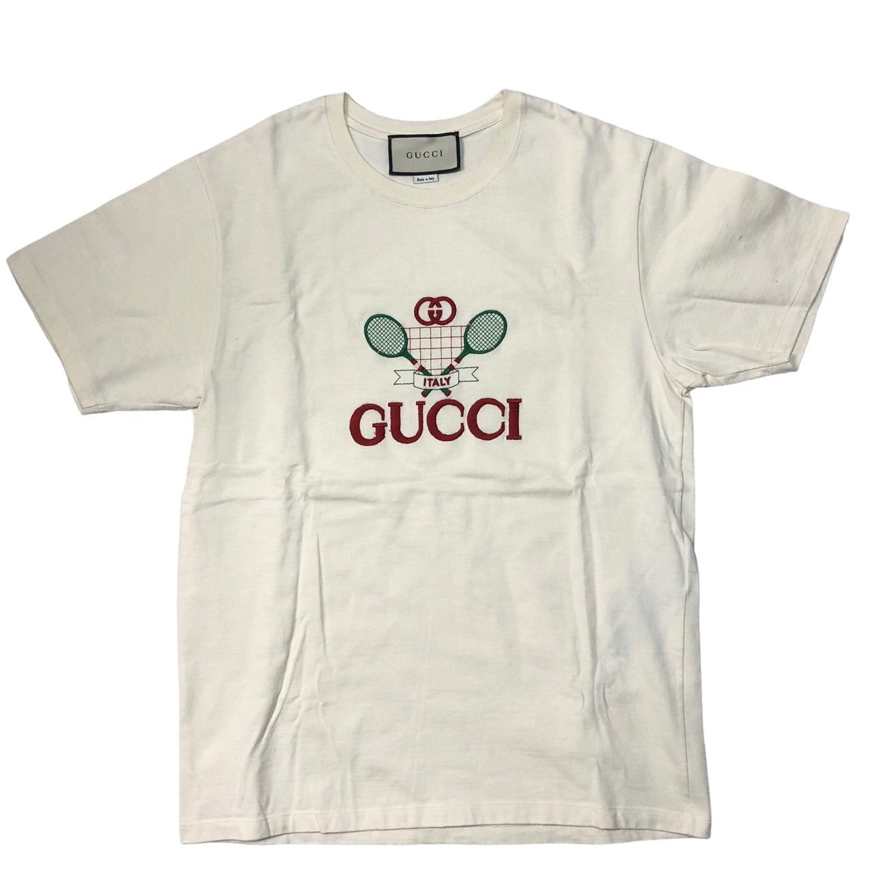 GUCCI(グッチ) 20SS Club Multi Tee テニス 刺繍 ロゴ 半袖 Tシャツ 548334-XJBLE XS アイボリー