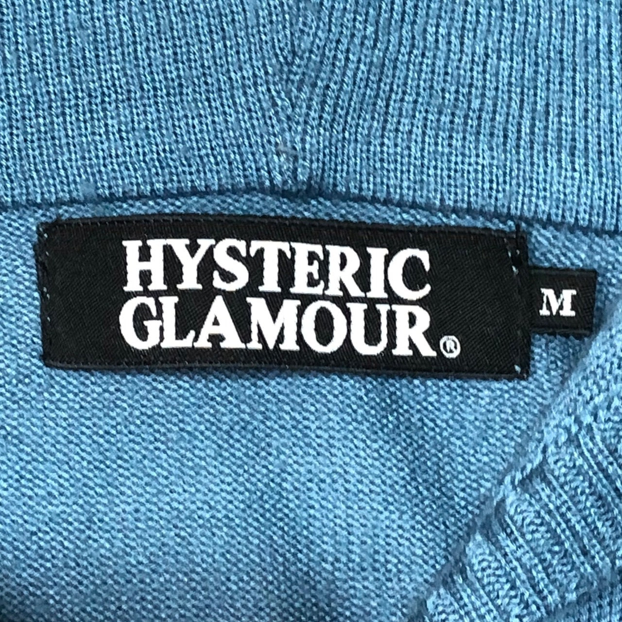 HYSTERIC GLAMOUR(ヒステリックグラマー) "HYS girl" High gauge hooded knit/ハイゲージフーデットニット/ジップパーカー/カーディガン 0203ND03 M スカイブルー