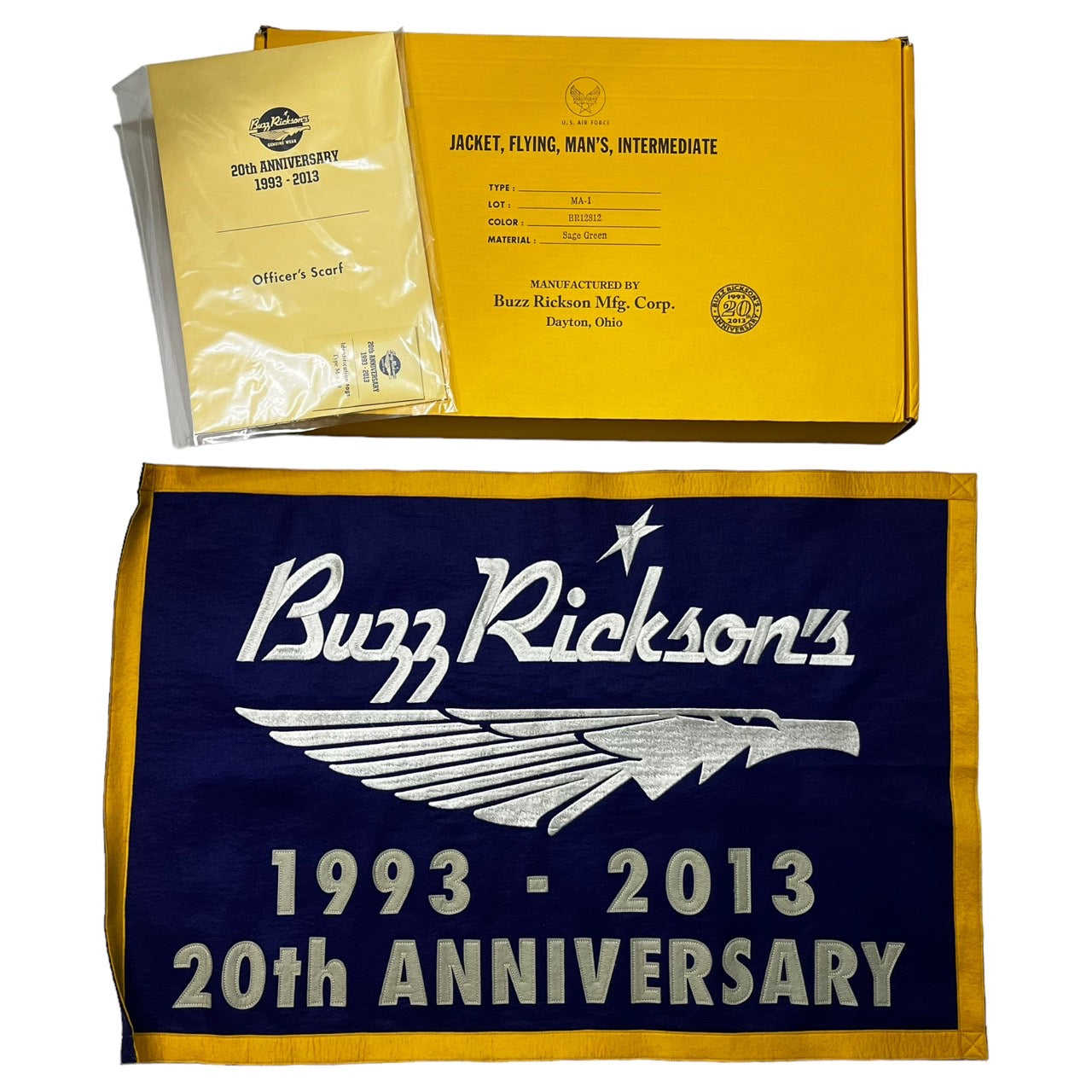 BUZZ RICKSON’S(バズリクソンズ) 20周年記念 TYPE MA-1 SLENDER/フライトジャケット BR12812 S セージグリーン/カーキ 青リブ/付属品完品/限定モデル