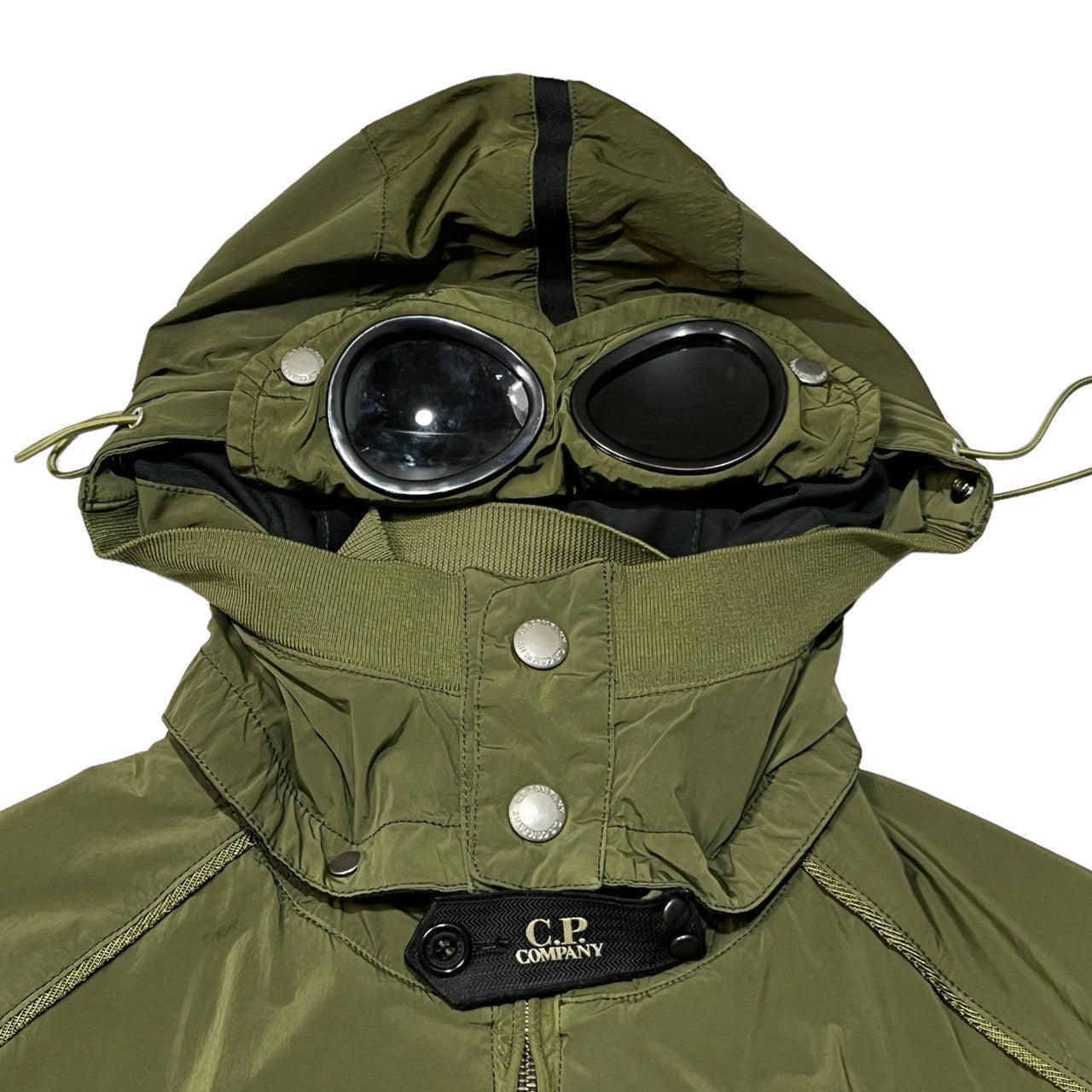 C.P.COMPANY(シーピーカンパニー) 00's goggle nylon jacket ゴーグル ナイロン ジャケット ミリタリー マウンテンパーカー ワッペン CPU0563 44(S程度) カーキ Y2K