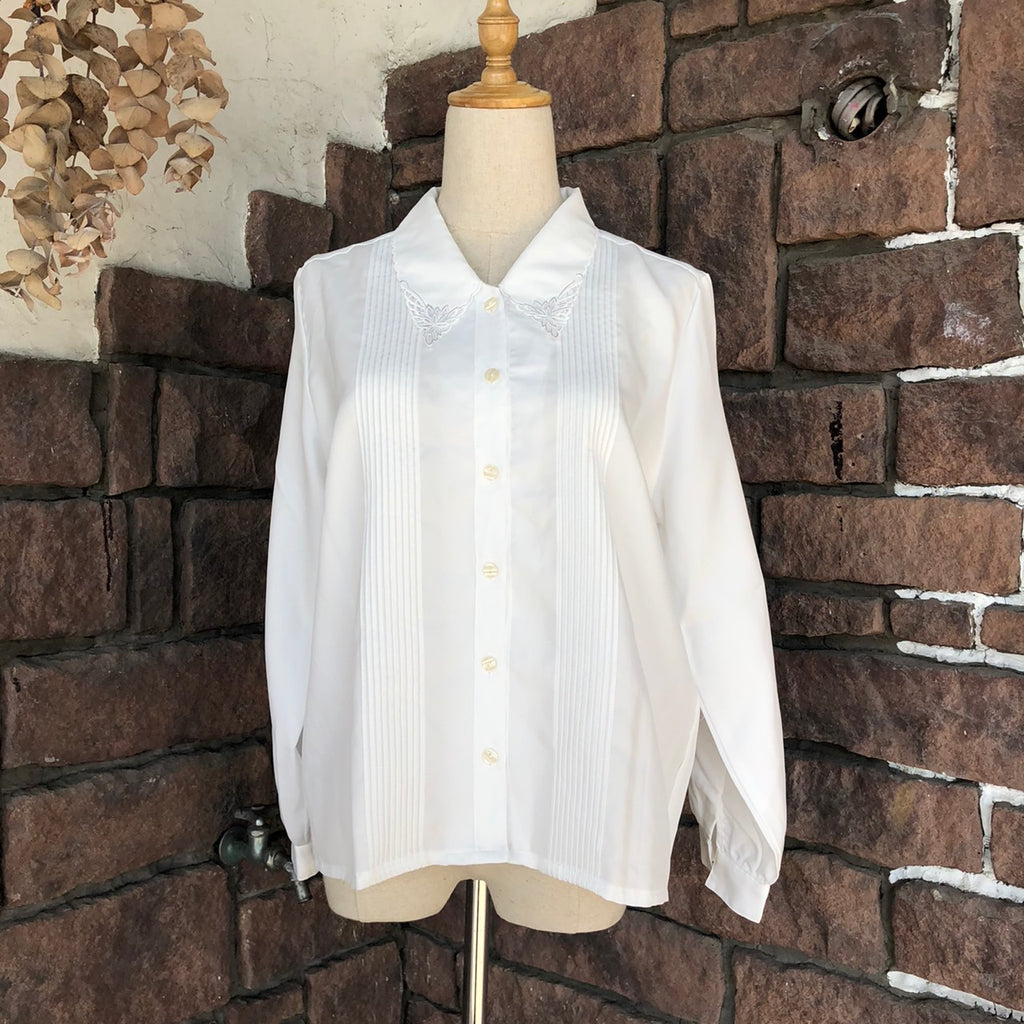 VINTAGE(ヴィンテージ) フリルカラーブラウス Lサイズ程度 ホワイト 