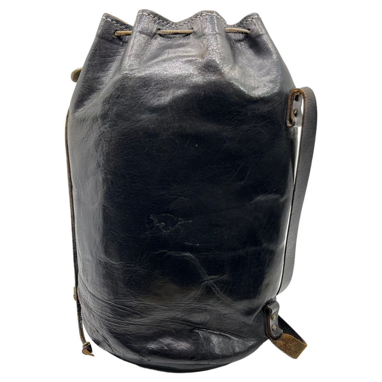 Munoz Vrandecic(ムニョス ブランデシック) Handmade Leather Drawstring Boston Bag  ハンドメイドレザー巾着ボストンバッグ ブラック