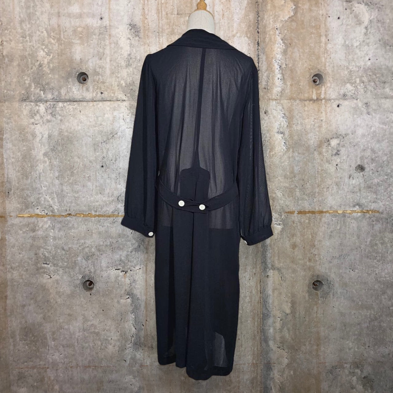 robe de chambre COMME des GARCONS(ローブドシャンブルコムデギャルソン) 90's See-through long coat/シースルーロングコート/ワンピース/川久保玲 RO-100080 SIZE FREE ブラック AD1994