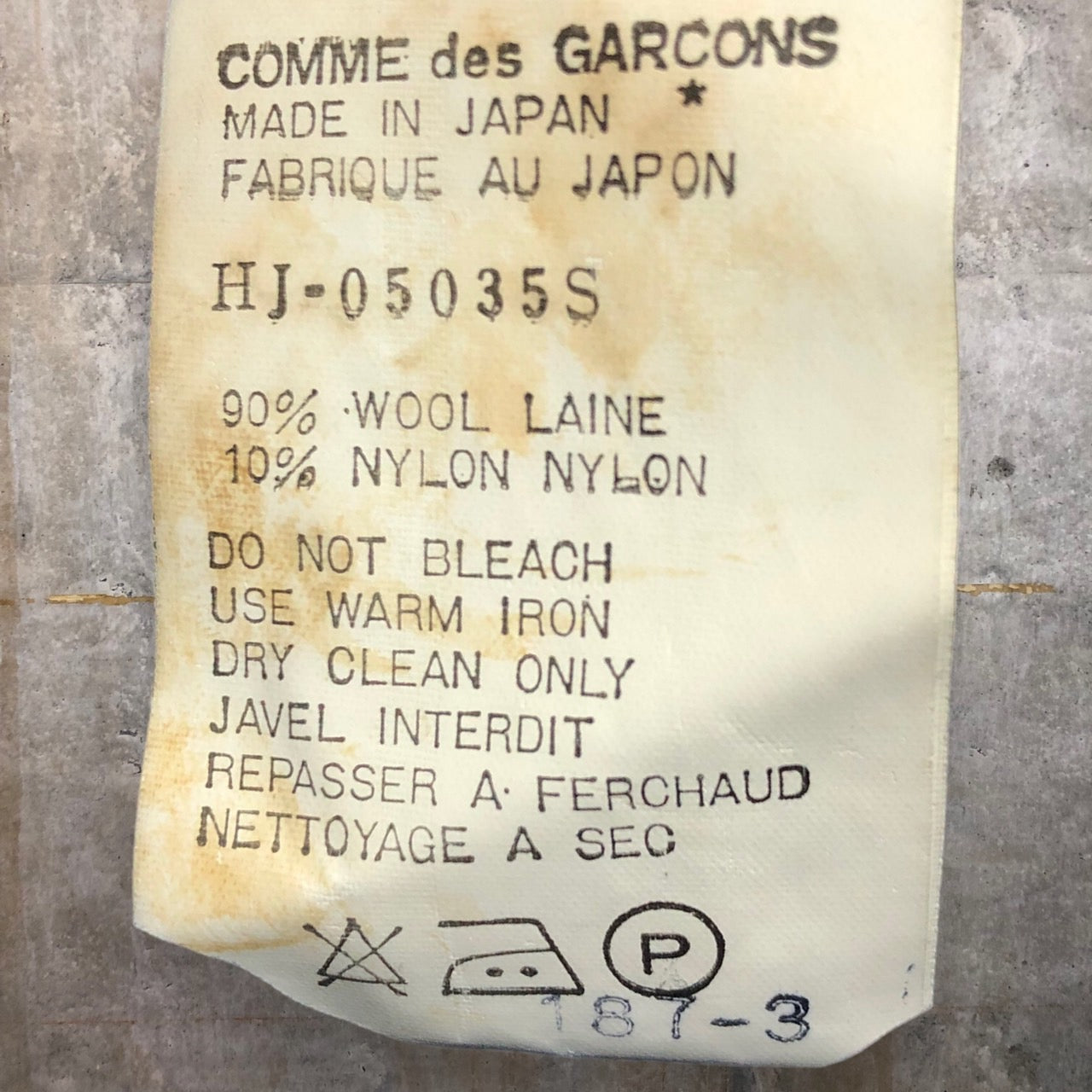 COMME des GARCONS HOMME(コムデギャルソンオム) 80's vintage three button wool  jacket/ヴィンテージ3Bウールジャケット/川久保玲/本人期 HJ-05035S SIZE S ネイビー