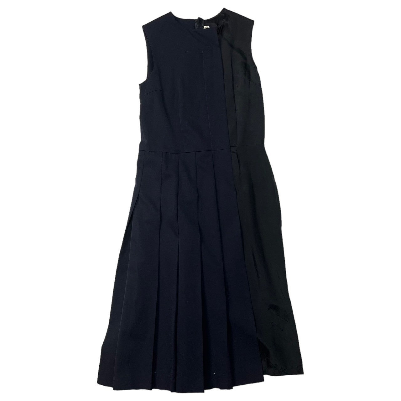 COMME des GARCONS(コムデギャルソン) 11AW wool gabardine docking dress キュプラ 切替 ウール  ギャバジン ドッキング ノースリーブ ワンピース ドレス 再構築 GH-O023 S ネイビー×ブラック AD2011